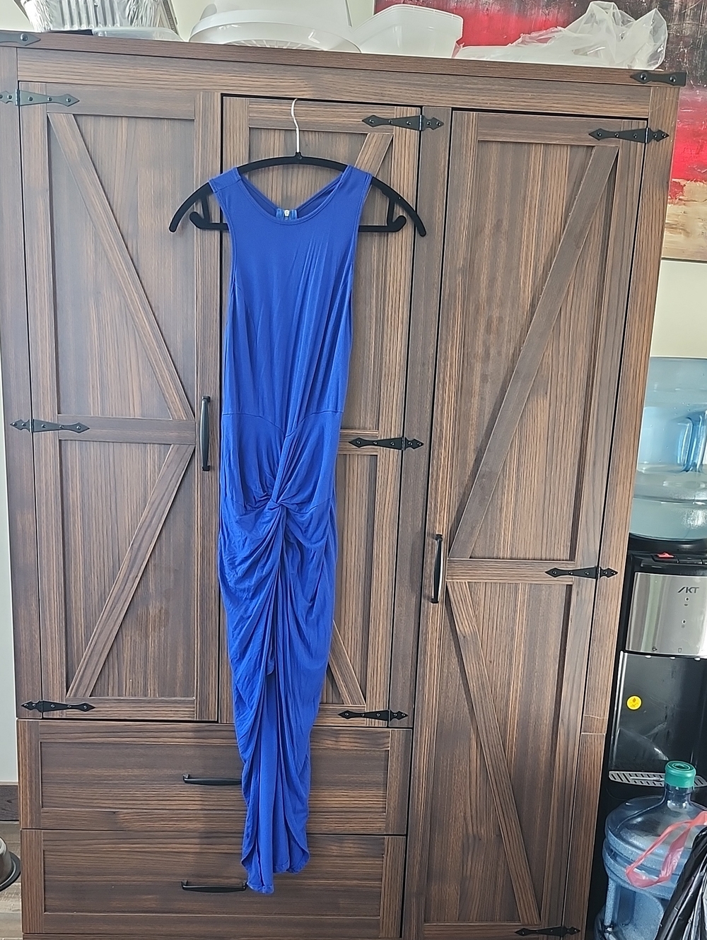 Women’s Royal Blue Ruched Sleeveless High Low Dress